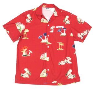 KROST Red Magic Mushroom Forage Button Up Short Sleeve Mens Shirt sz Medium /403